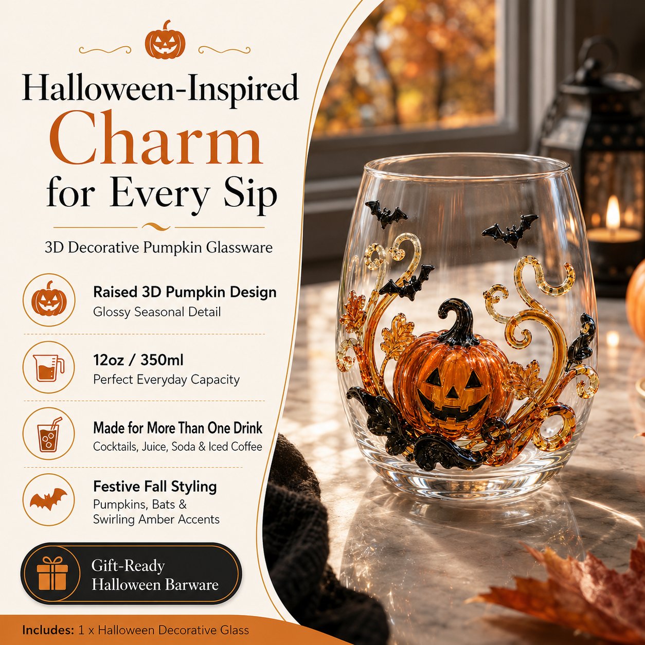 🔥 Last Day 49% OFF – 🎃 3D Halloween Glassware Collection | Spooky Designs, Festive Sips & Cozy Fall Moments