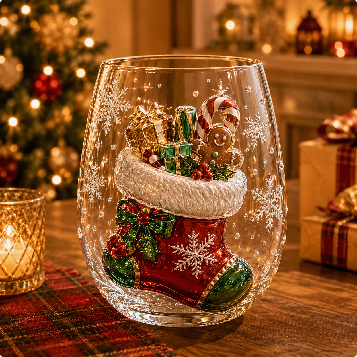 BUY 3 GET 1 FREE🎁 Magical Christmas 3D Glass Cup Collection – Santa, Reindeer, Snowman & Christmas Tree