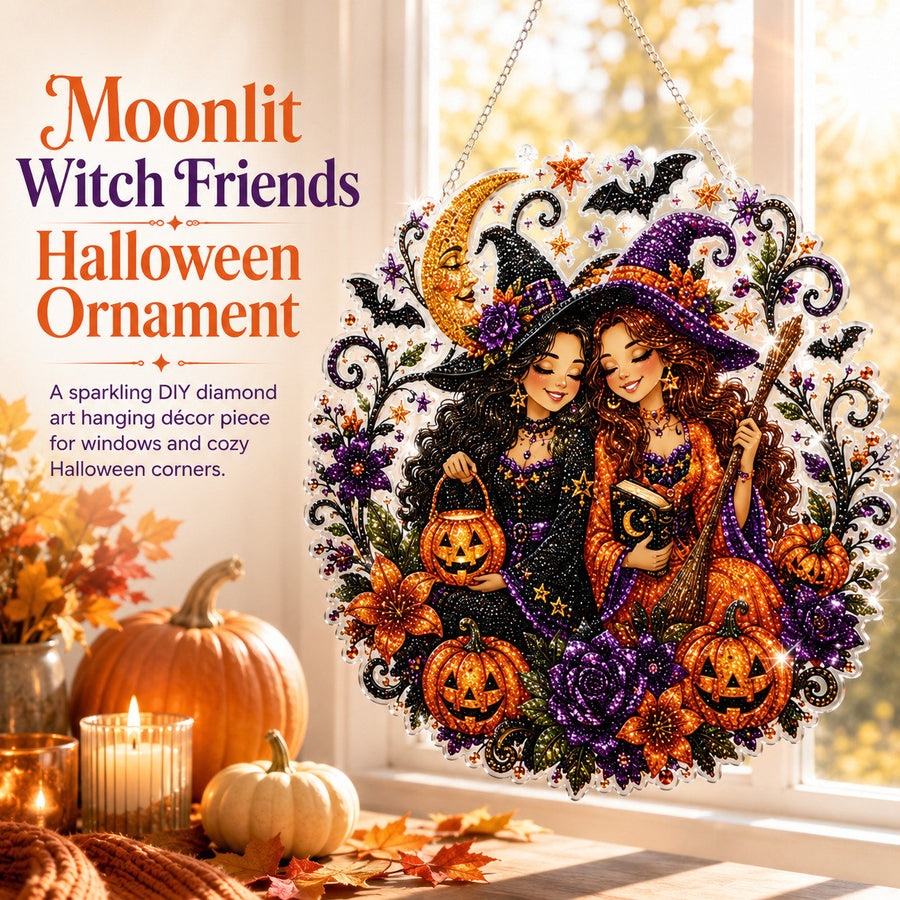 🔥Last Day 49% OFF - 🧙‍♀️🎃Halloween Witch Friendship Diamond Art Window Suncatcher