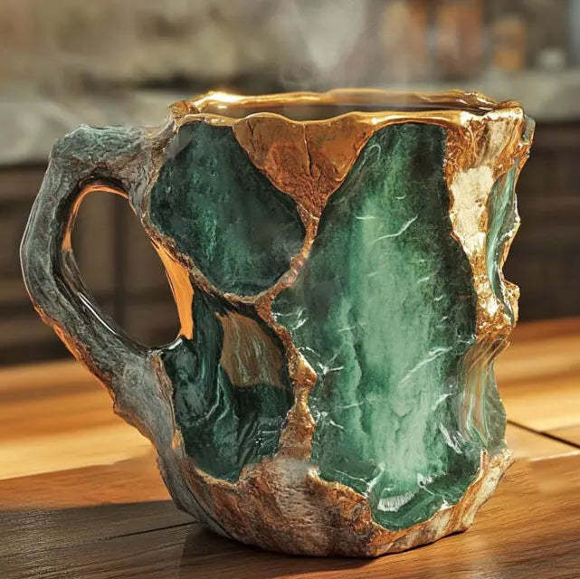 Coffee mugs with incorporated mineral crystals