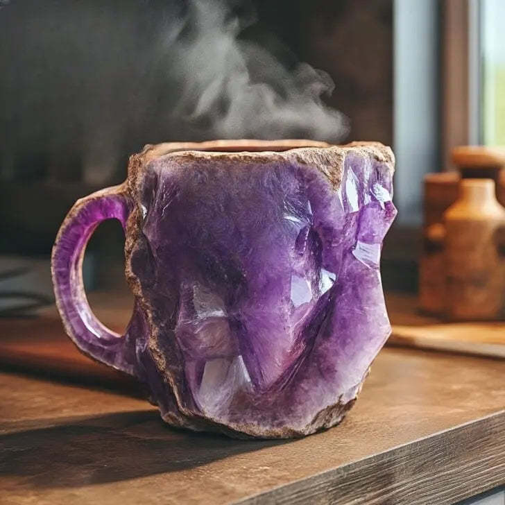 Coffee mugs with incorporated mineral crystals