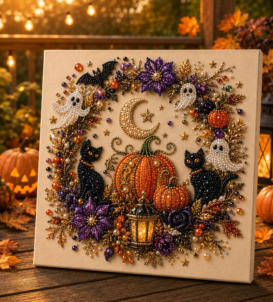 💥 Last Day 49% OFF – 👻✨ Halloween Pearl Art DIY Kit – Turn Tiny Pearls into Spooky-Cute Magic